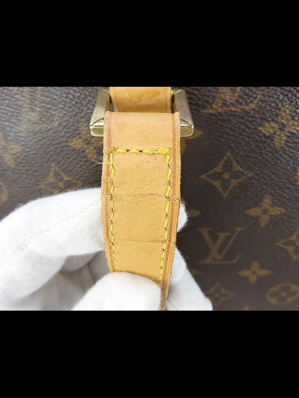 Louis Vuitton Brown Monogram Canvas Tote with Yellow Leather Straps